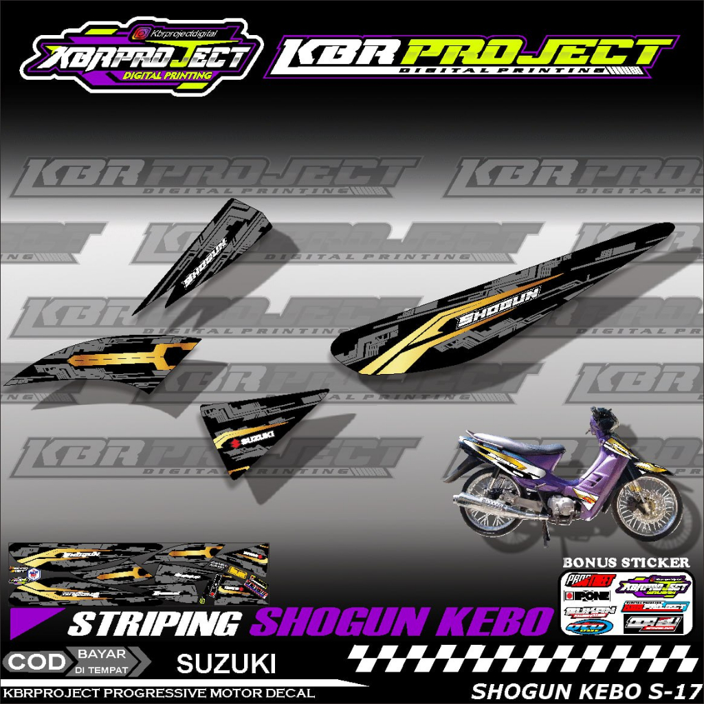 SHOGUN KEBO STIKER MOTOR KEREN Stiker Striping Variasi Motor SUZUKI Racing S.17 TRANSPARAN Cod
