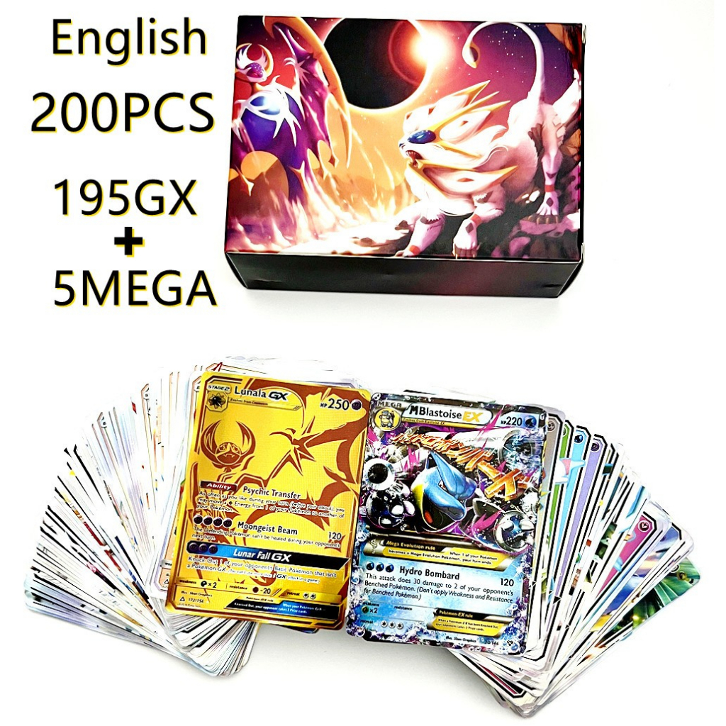 【NEW 300PCS/200PCS】100PCS Kartu Pokemon TCG Vmax Hologram English Version Trading Card