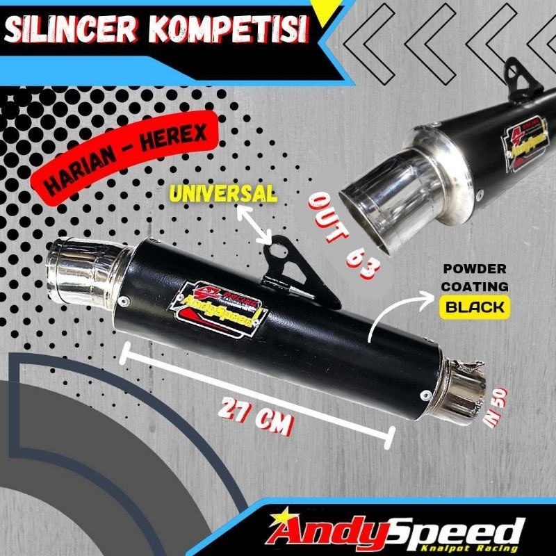 SILINCER KNALPOT BULAT KOMPETISI MODEL DOS panjang 27 merk andy speed