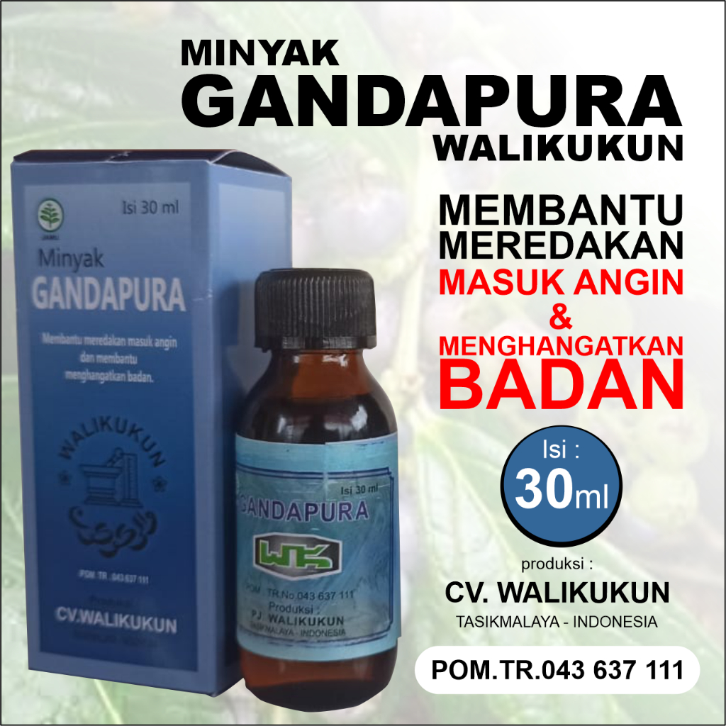 Minyak Gandapura Walikukun Original 30 Ml | Minyak Gandapura Herbal Walikukun | Minyak Gandapura Wal