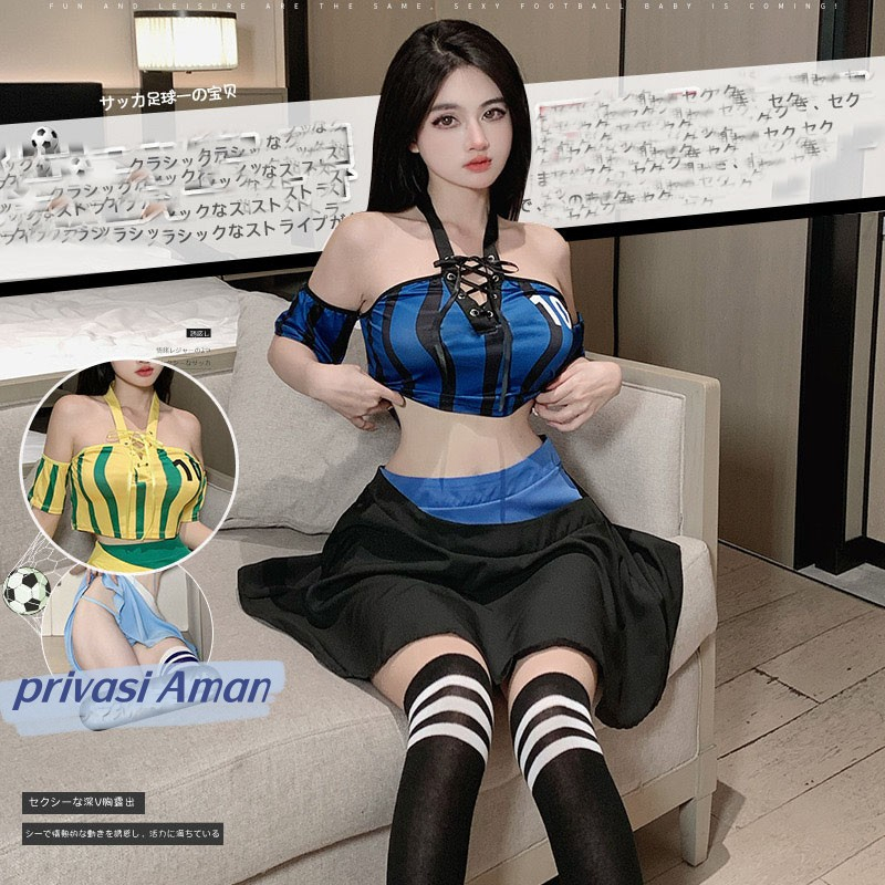 Lingerie Sexy hot Halter Garis Sepak Bola Piala Dunia Seragam Cosplay 3A210