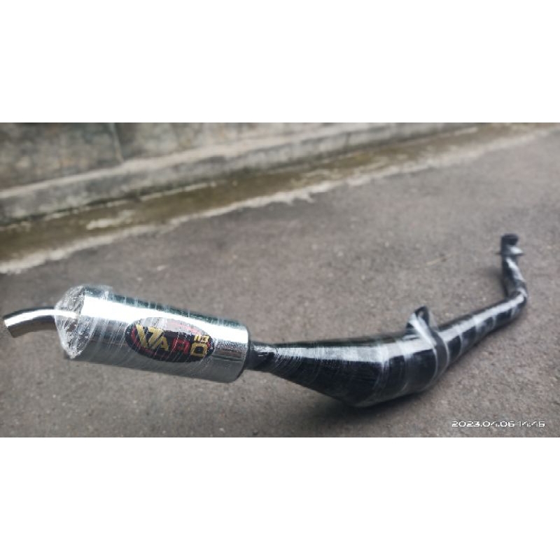 Knalpot fizr standar racing hitam chrome