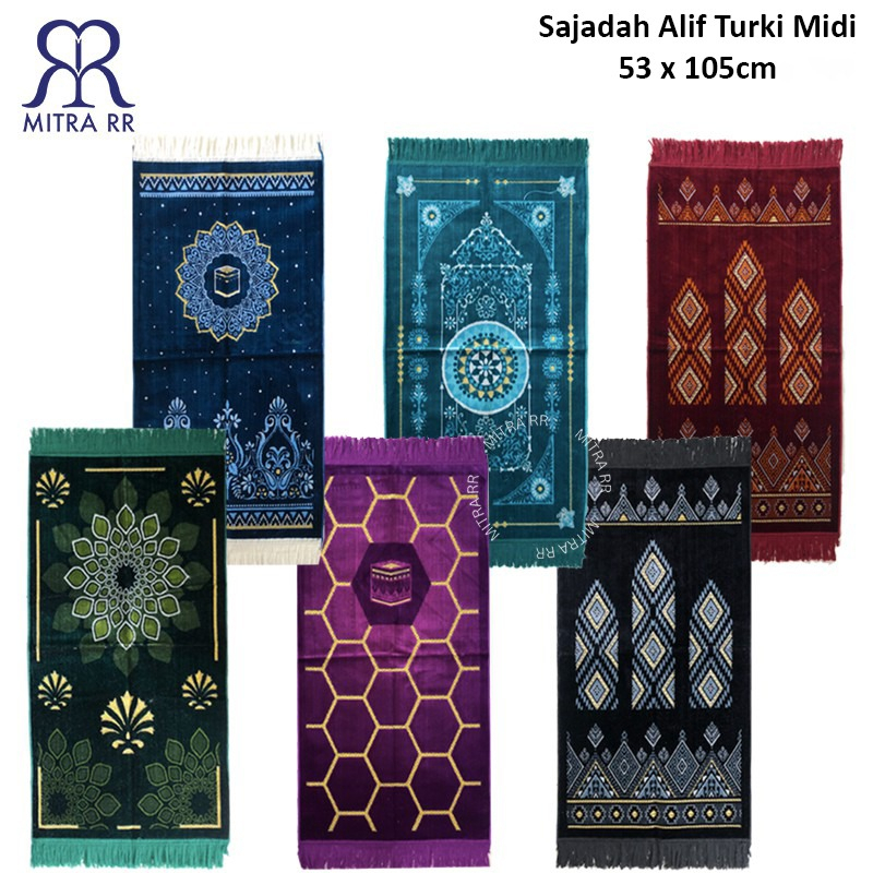 Sajadah Turki | Sajadah Alif Motif Warna Ukuran Midi Tanggung 53x105