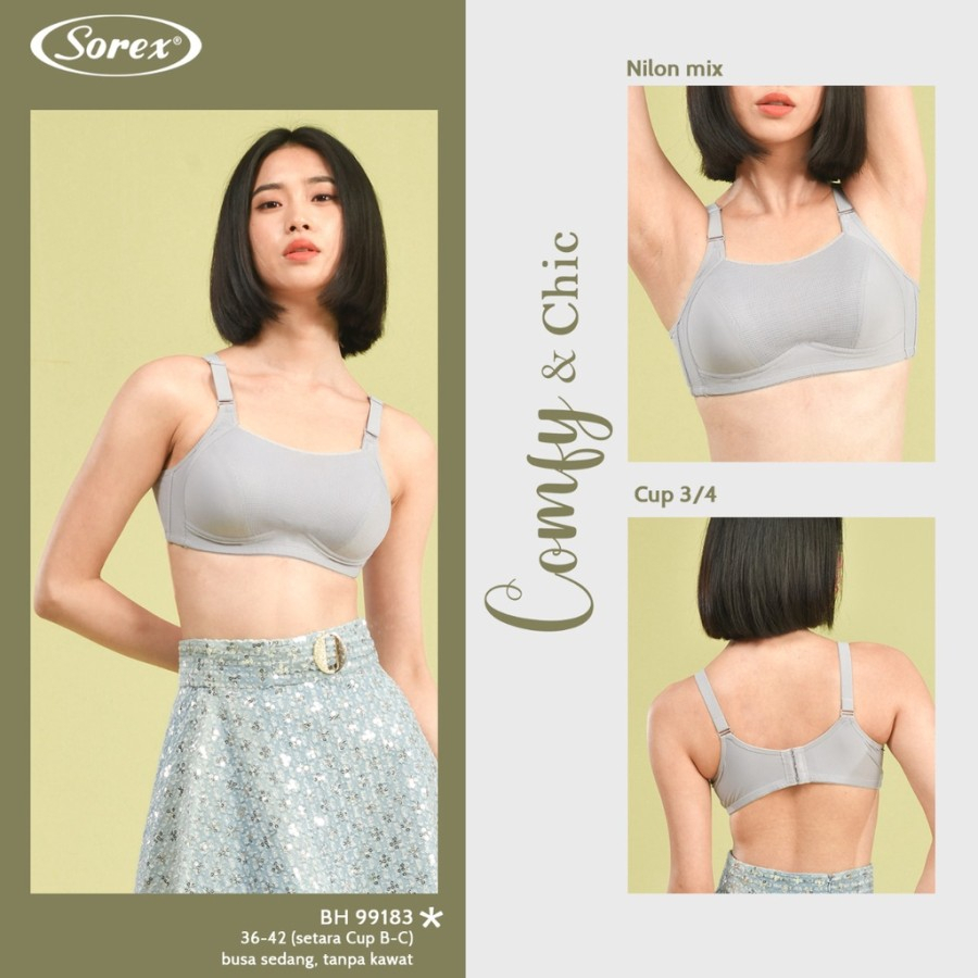 Sorex 99183 Lavender Bra BH Busa Tipis Tanpa Kawat Kait 3 Cup B