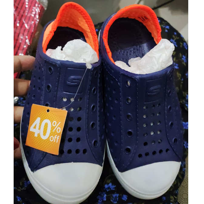 SEPATU ANAK SKECHERS GUZMAN FLASH NAVY ORANGE ORIGINAL SPORT STATION