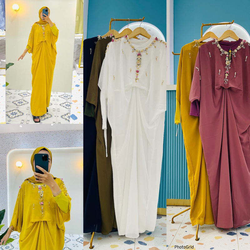 KAFTAN 2in1 PAYET MANIS MEWAH BAHAN CERUTI PREMIUM / NURA KAFTAN