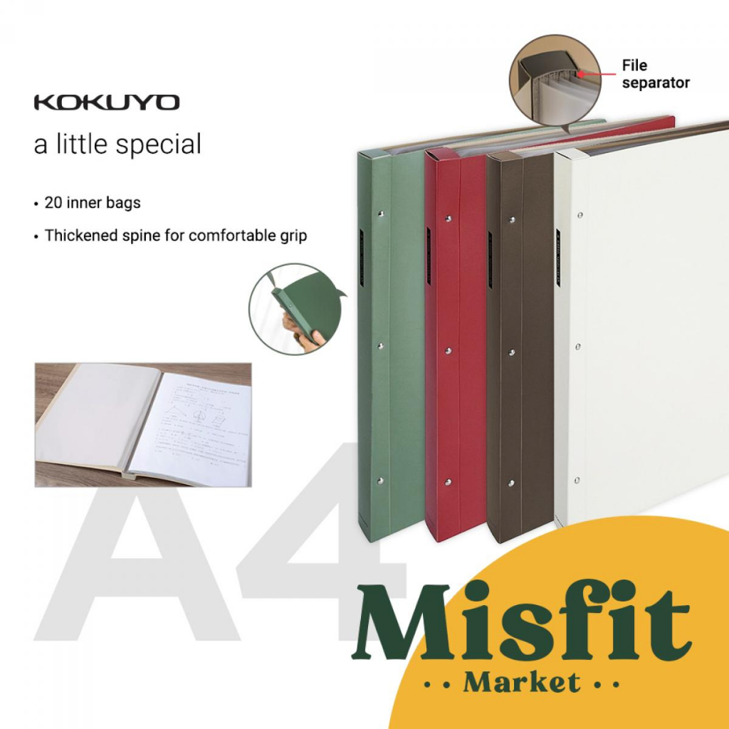 

KOKUYO Retro File Document Folder A4 (20 Clear Pockets w Separator) Tas Dokumen Map