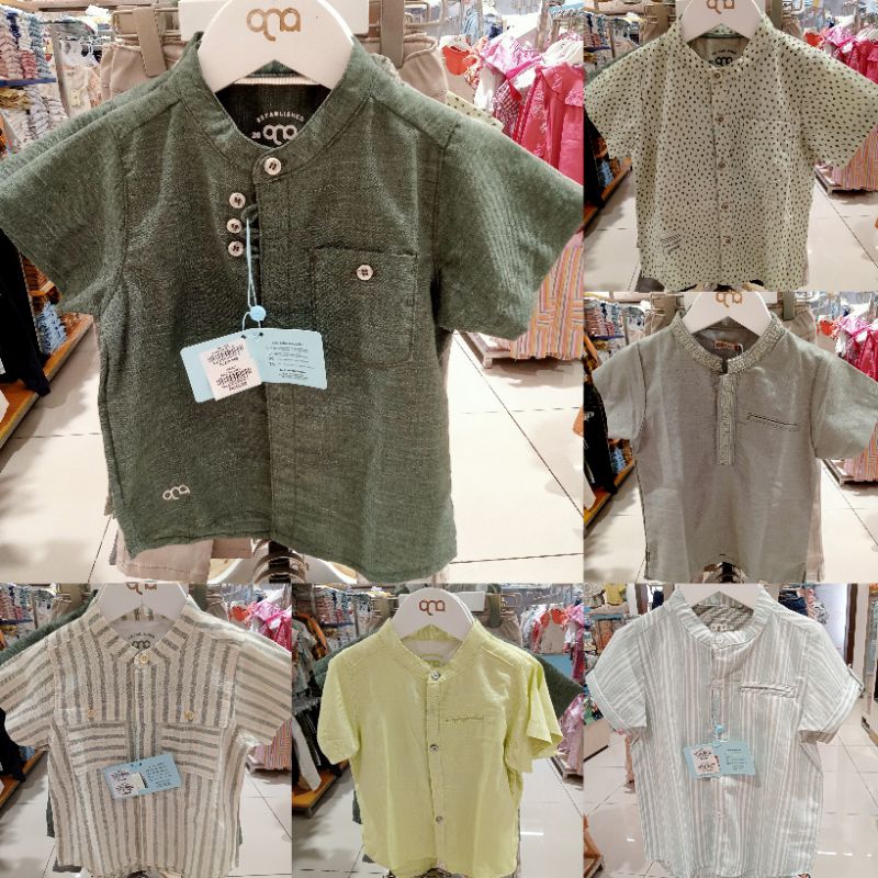 Kemeja Koko Kurta Baju Anak QNA (1-4 tahun) Warna Sage Green Hijau Pupus New