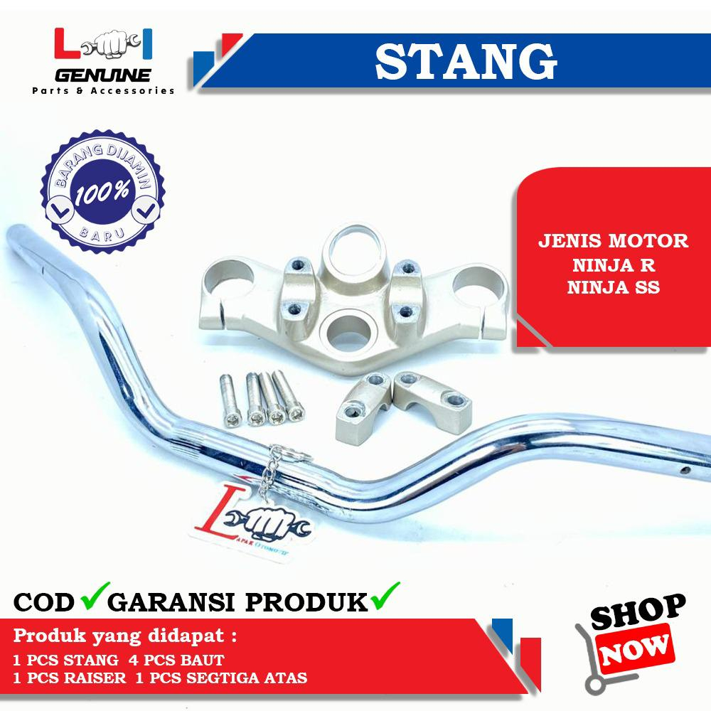 -LOI- HANDEL STIR SEGITIGA ATAS BANDUL SET STANG PIPA BAR SILVER METALIK NINJA SS, NINJA 150 R KAWASAKI ORIGINAL