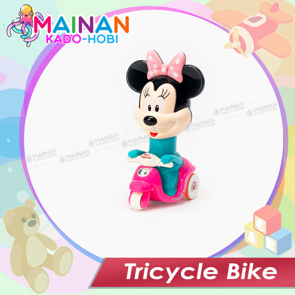 MAINAN MOTORIK ANAK DIECAST MOTOR VESPA KARAKTER KARTUN MICKEY MOUSE PRESSURE CAR TOYS