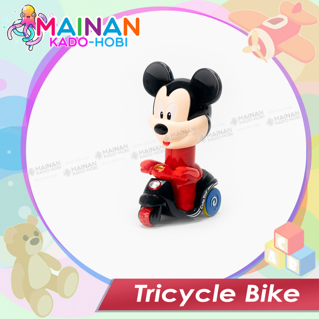 MAINAN MOTORIK ANAK DIECAST MOTOR VESPA KARAKTER KARTUN MICKEY MOUSE PRESSURE CAR TOYS