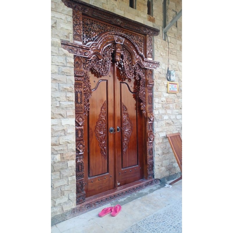 Pintu Gapura Ukir Gebyok 180x270 (+) Kunci JATI TUA Jepara
