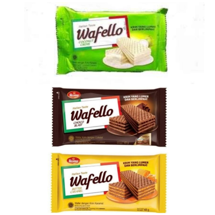 

Roma Wafello Vanilla Choco Blast Butter Caramel Coconut Wafer 37.5G