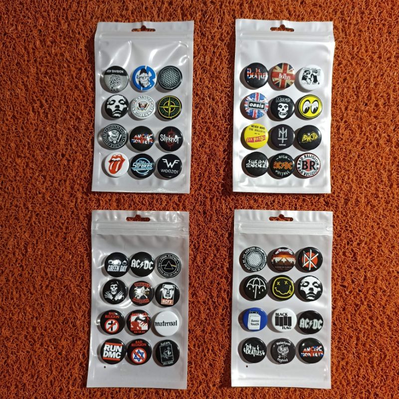 Pin Button / Bros  pin band Musik BMTH / Nirvana satu paket isi 12pcs bonus 5pcs ( 1 pack isi 17pcs )