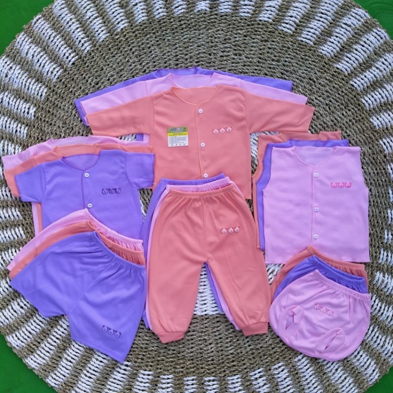 18 Pcs Paket Baju Bayi Baru Lahir/9 Stel Baju Dan Celana Bayi Newborn Seri Perempuan