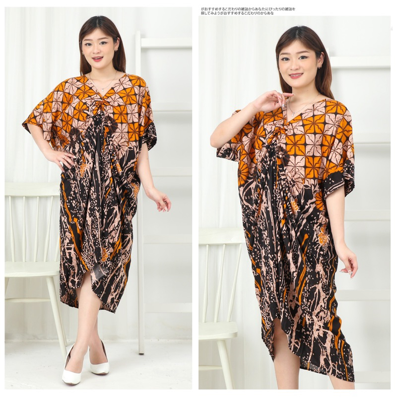 DRESS JUMBO KAFTAN BATIKKU KERAH V BUMIL MURAH ADEM