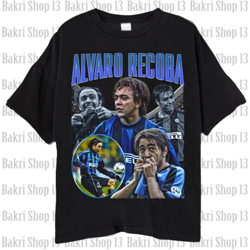 Uruguay Alvaro RECOBA T-shirt/Kaos Bola Vintage Wash Alvaro Recoba Inter FC Unisex