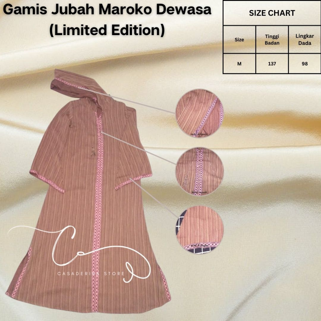 Limited Edition | Gamis Jubah Djellaba Maroko Motif Wanita Dewasa | Impor Saudi Arabia