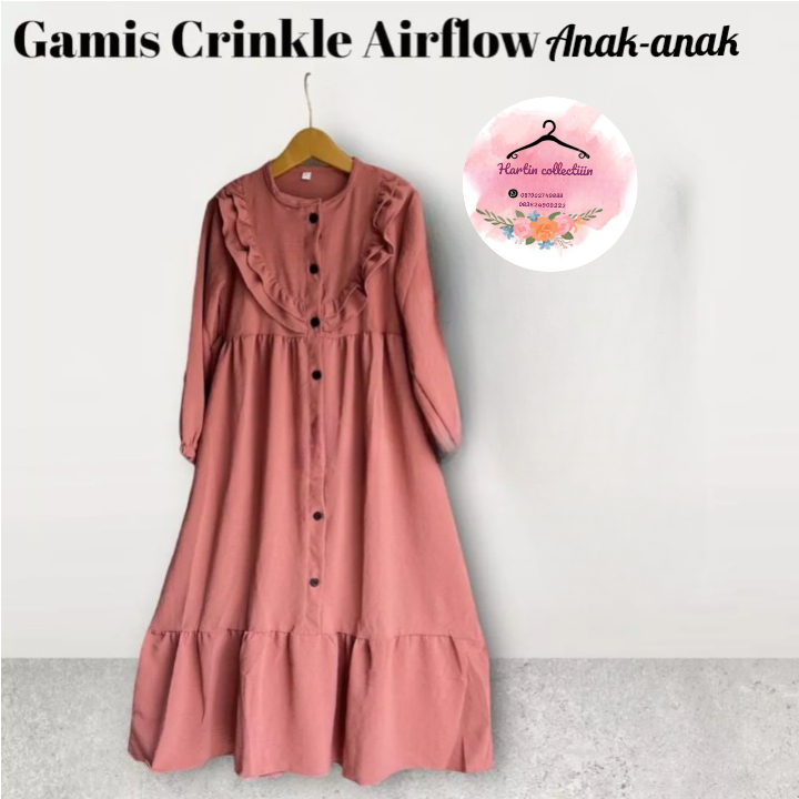 BAJU GAMIS CRINKLE ANAK PEREMPUAN / DRESS ANAK CRINKLE / GAMIS CRINKLE ANAK TERBARU