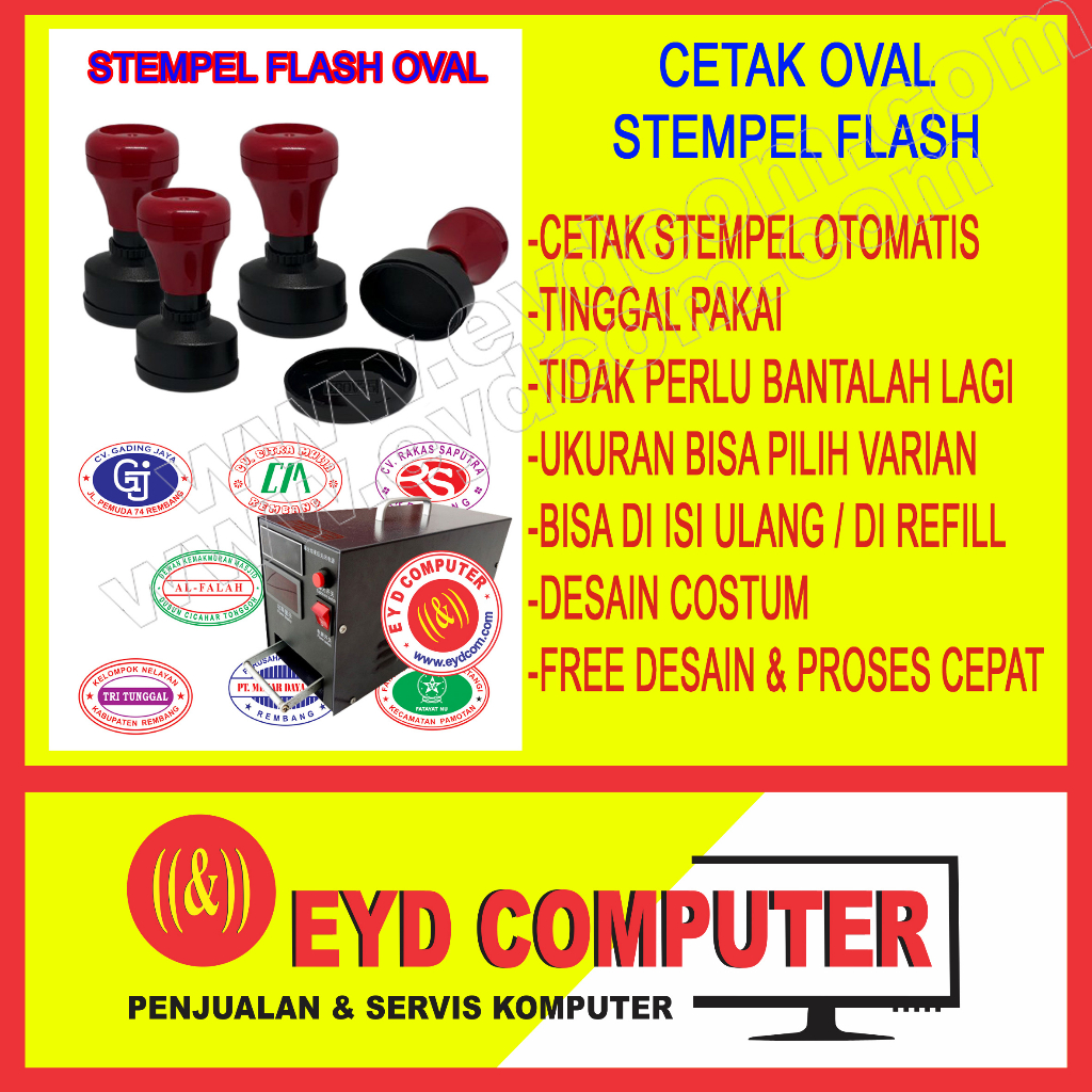

CETAK STEMPEL FLASH OVAL FREE DESAIN COSTUM
