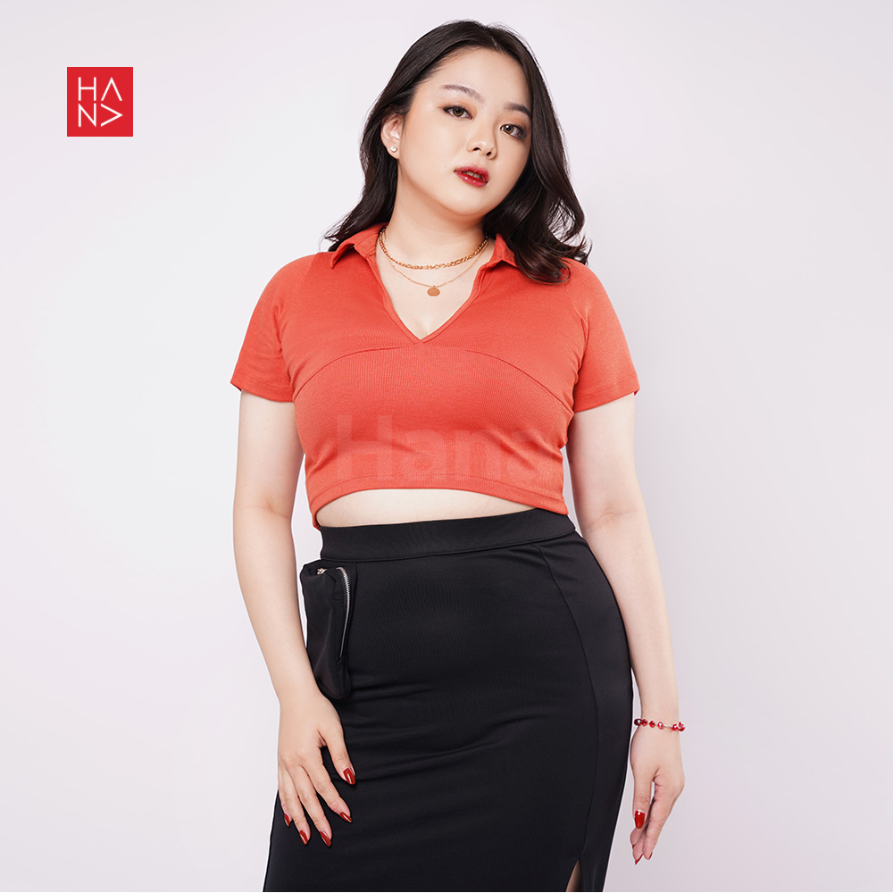 Hana Fashion [Big Size] - Estrella Crop Top Kaos Pendek Wanita  - CT166