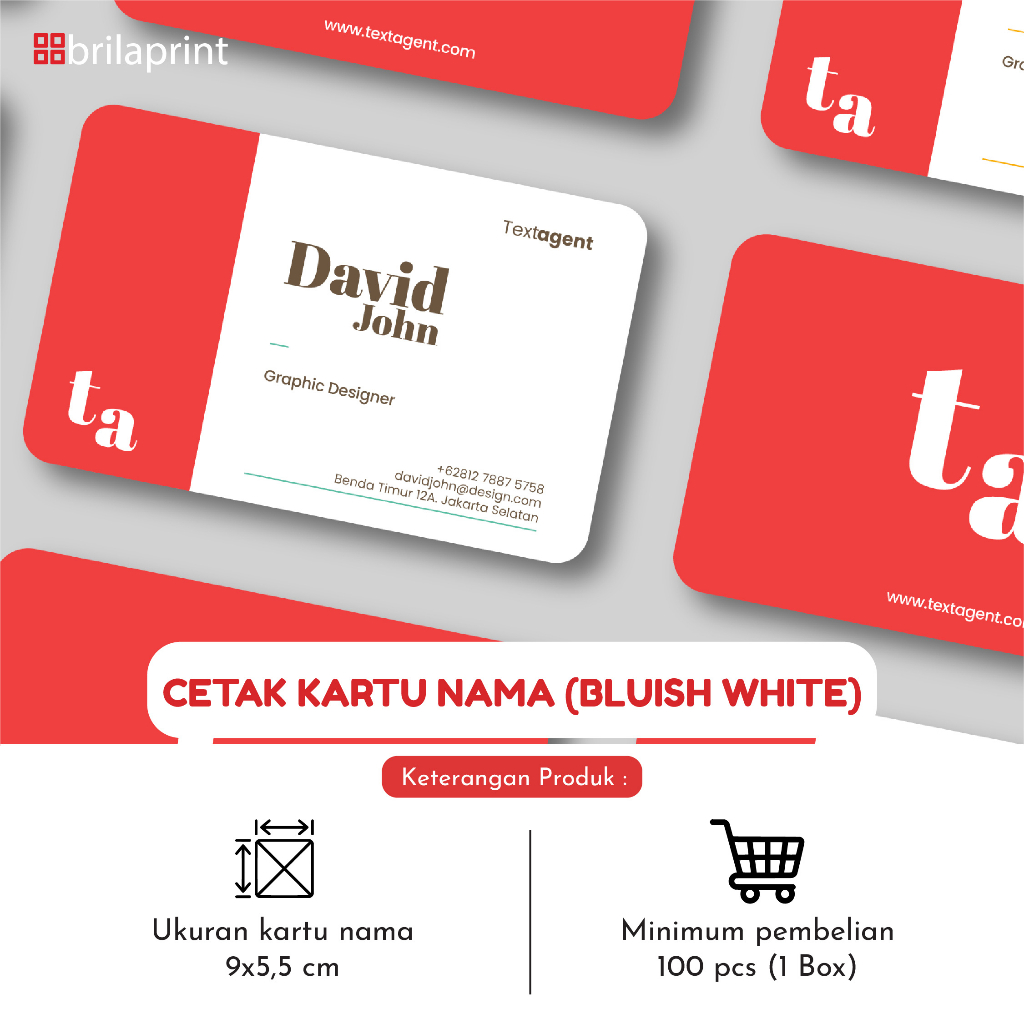 

Cetak Kartu Nama / Business Card Bahan Bluish White 250gsm