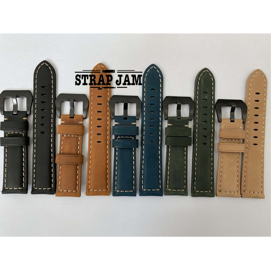 Tali Jam Tangan Amazfit Zepp E Square / Circle - Strap 20mm Kulit Leather Tebal Dengan Buckle Hitam