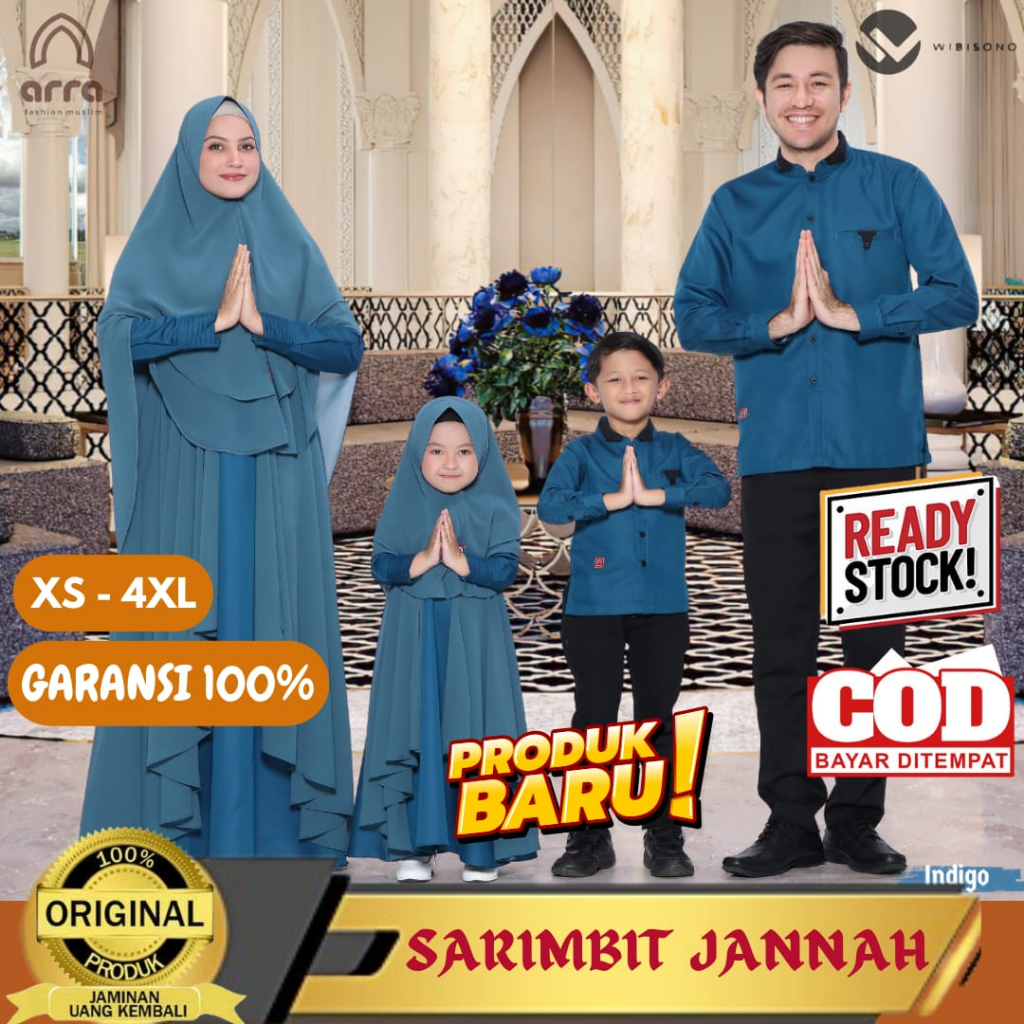 Sarimbit Keluarga 2023 Lebaran Arra Jannah Indigo Baju Couple Keluarga Lebaran 2023