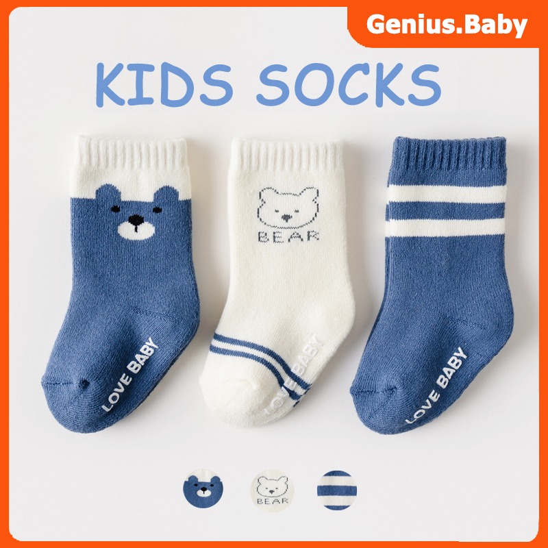 Genius Bala (0-12 Bulan)Kaos Kaki Bayi laki laki dengan bulu karang tebal Karakter Lucu Kartun Kaos Kaki kaus kaki Bayi perempuan