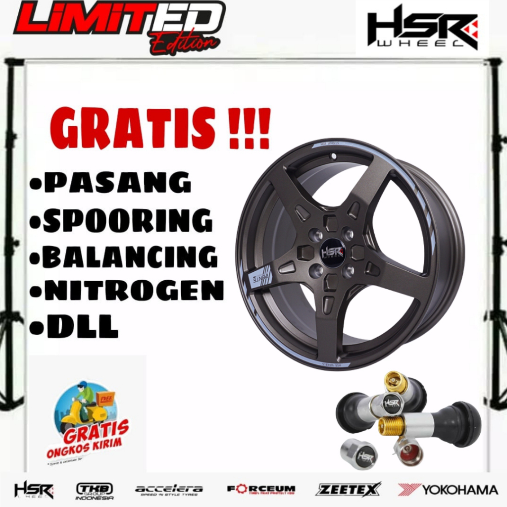 PELEK MOBIL RING 14 VELG RACING HSR PENTE R16 LEBAR 7 VELG MOBIL VIOS DATSUN MIRAGE