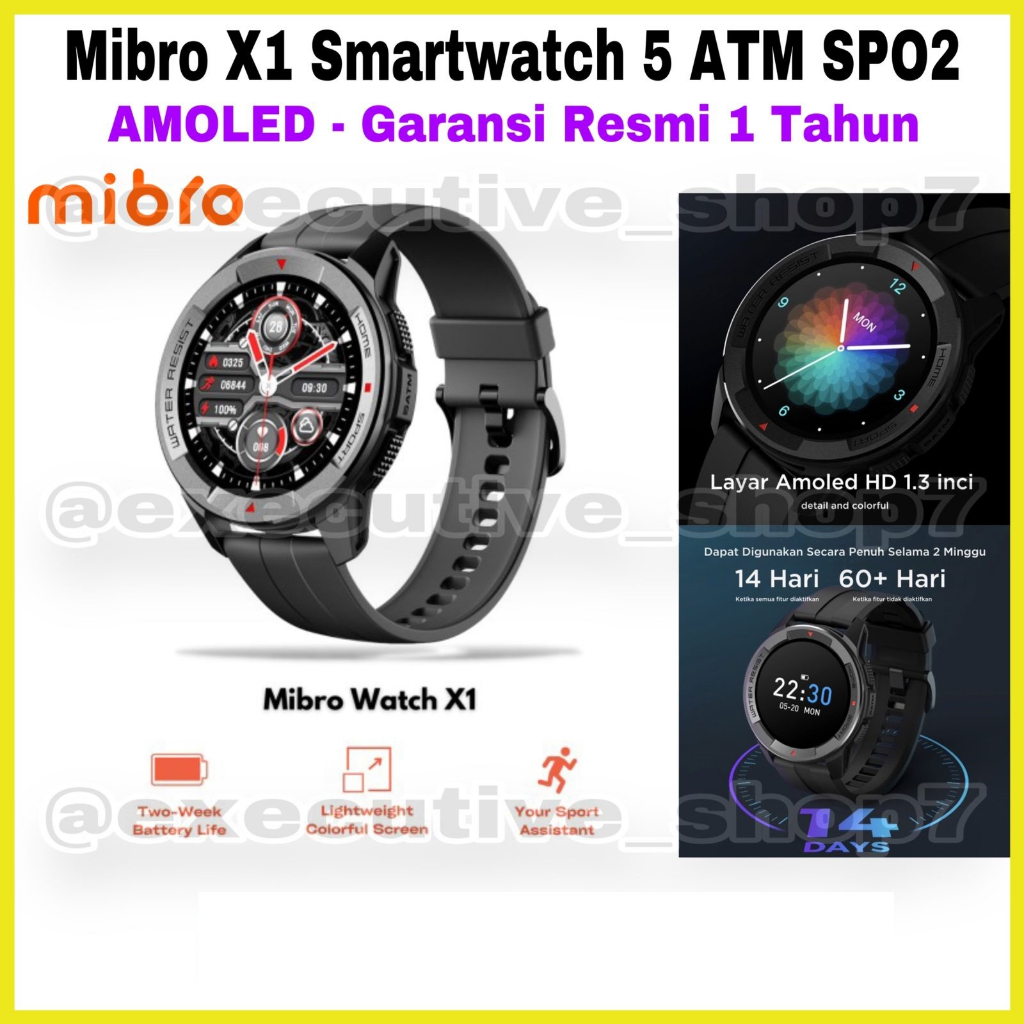 Mibro X1 Smartwatch 5 ATM SP02 AMOLED - Garansi Resmi 1 Tahun