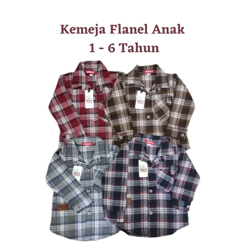 Kemeja Flanel Anak Lengan Panjang 1-7 Tahun