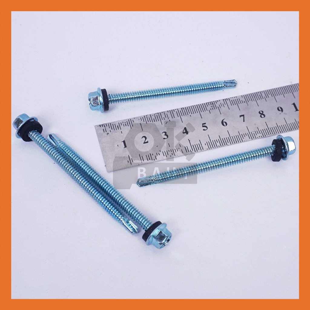 WILSON SDS 12x70 mm PUTIH + Karet Baut Baja Ringan Drilling Sekrup Roofing