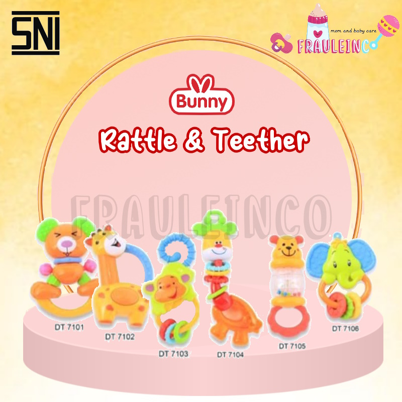 *FRAULEINCO* Mainan Rattle Genggam Bayi Gigitan / Lusty Bunny Teether ChewToy mainan