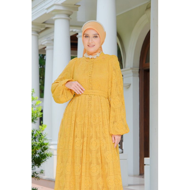 Ounadoutfit Princess dress eid series / dress brokat premium / dress lebaran muslimah / outfit pesta muslim / baju kondangan wanita / baju muslim motif bunga