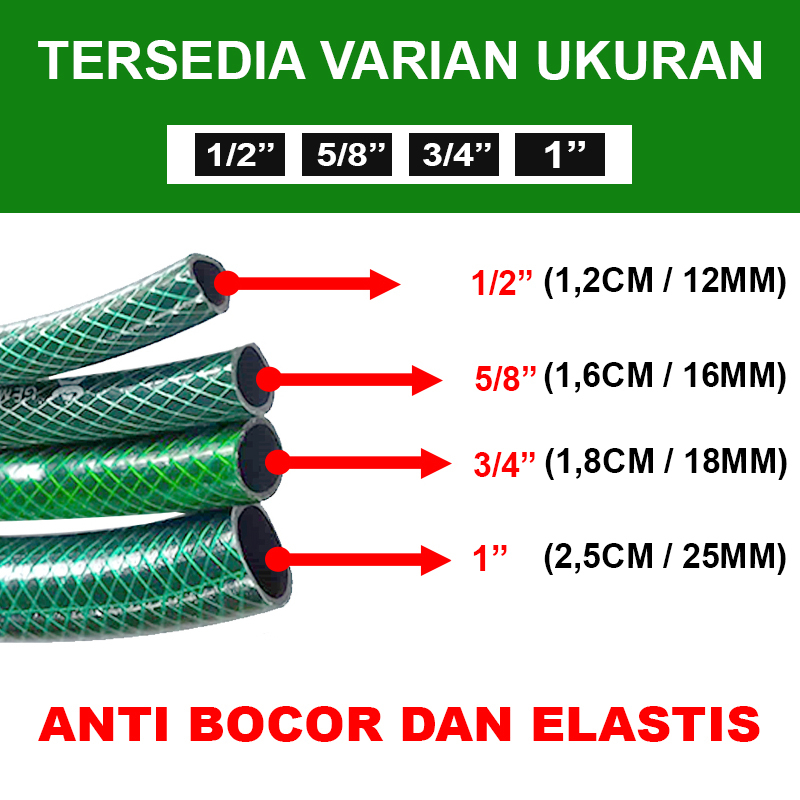 SELANG AIR 20 METER / SELANG AIR 10 METER / SELANG 1/2 5/8 3/4 INCH / SELANG ANTI LUMUT BENANG ANYAM / SELANG TAMAN / SELANG AIR