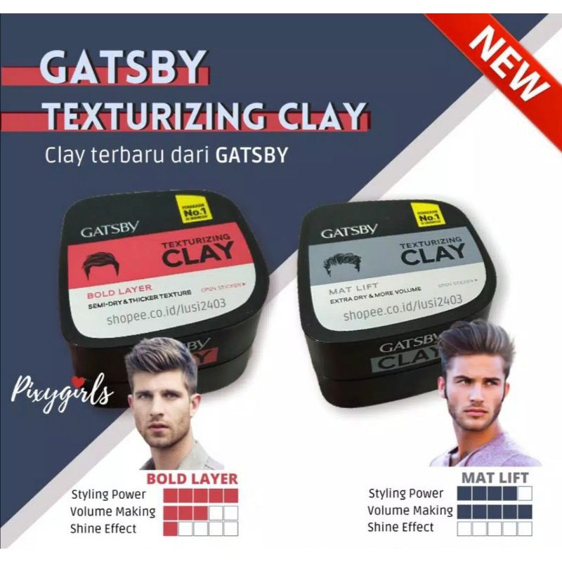 Gatsby Texturizing Clay Styling Minyak Rambut 75gr , 20gr | Bold Layer | Mat Lift