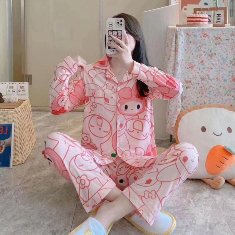 BAJU TIDUR PIYAMA WANITA / PIYAMA IMPORT SET PANJANG KANCING