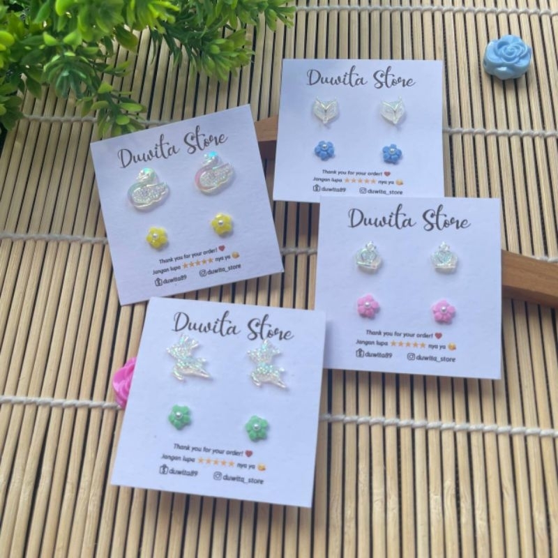 HANDMADE ANTING ANAK/DEWASA TUSUK PLASTIK MOTIF GLOW IN THE DARK(BUNDLE)