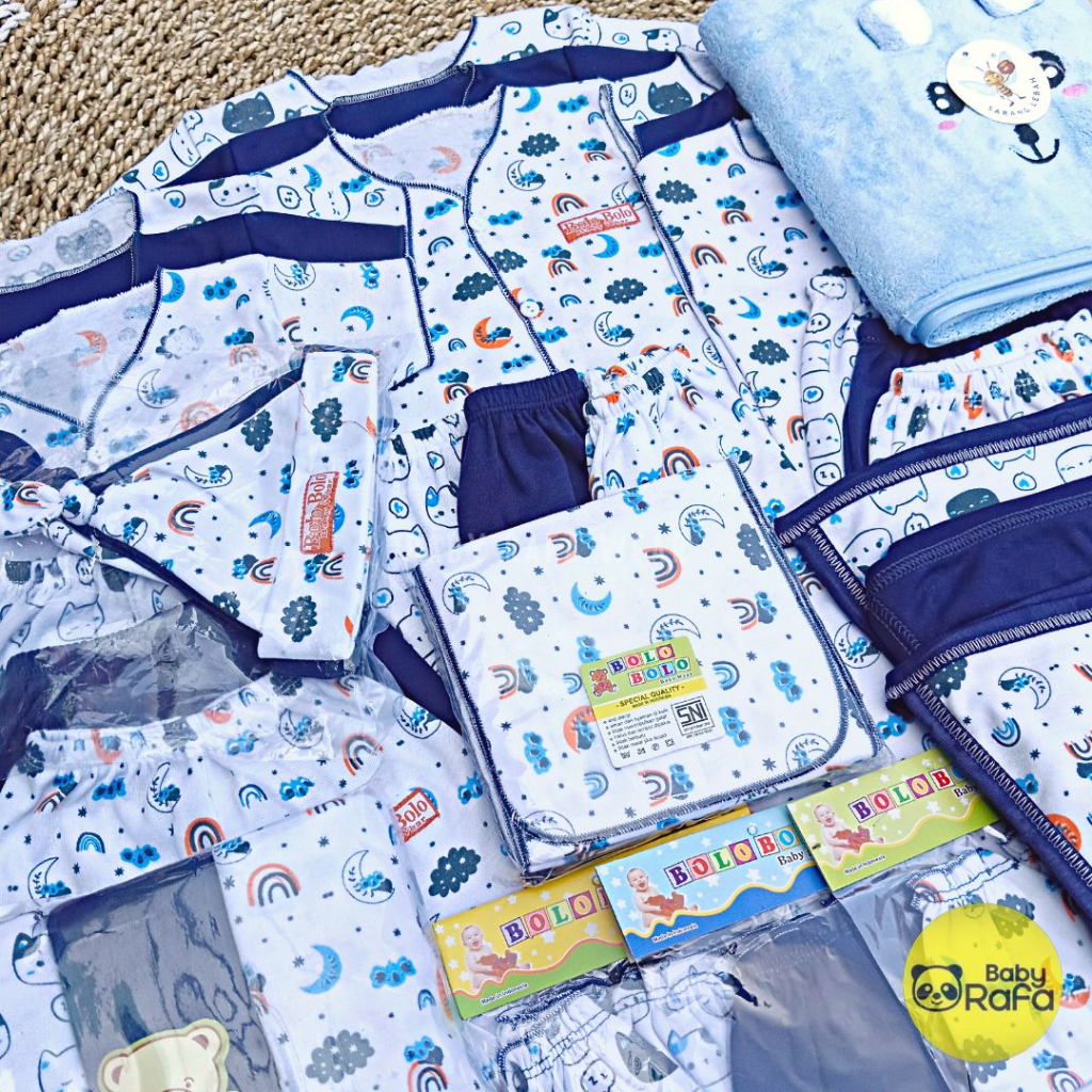 50 PCS Paket Hemat Terkomplit Baju Bayi Baru Lahir Paket Hemat Brojol Baby Paket Komplit Bayi Baru Lahir Serian NAVY