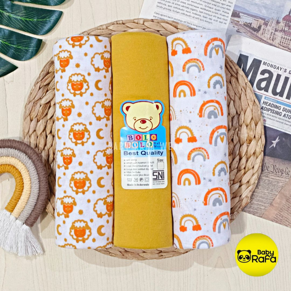 Serian Mustard - 3 pcs Bedong Bayi Bahan Kaos MUSTARD SERIES 110 x 90 cm Merk SNI Bolo - Bolo