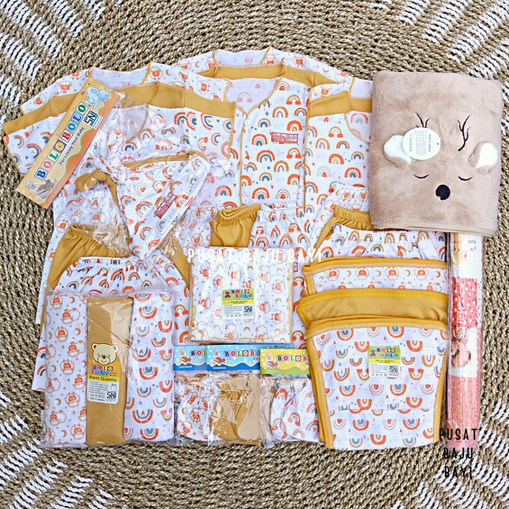 SALE 7.7 - 50 PCS Paket Lahiran Super Hemat Komplit Baju Bayi Baru Lahir Paket Hemat Bayi Baru Lahir Serian Mustard