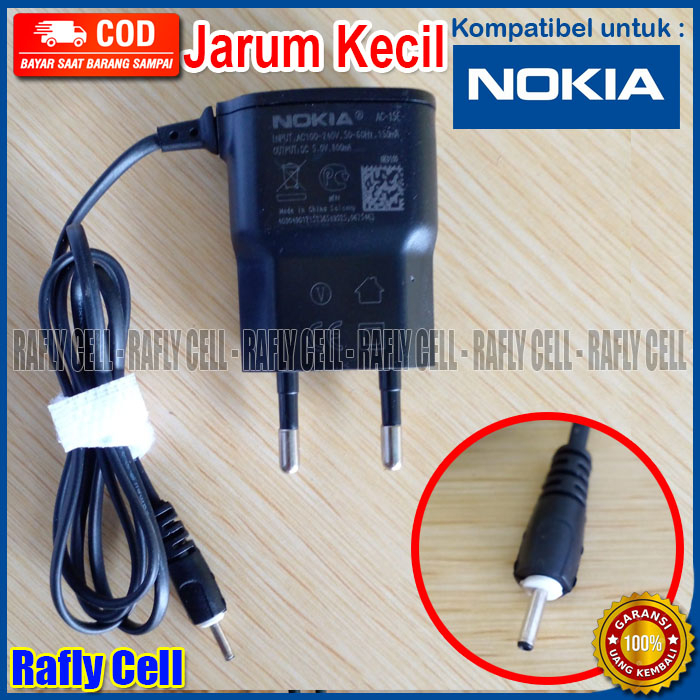 Charger Nokia Lubang Colokan Kecil Casan HP Lama Jadul Carger ASHA 200 202 205 210 300 305 311 C1 C2