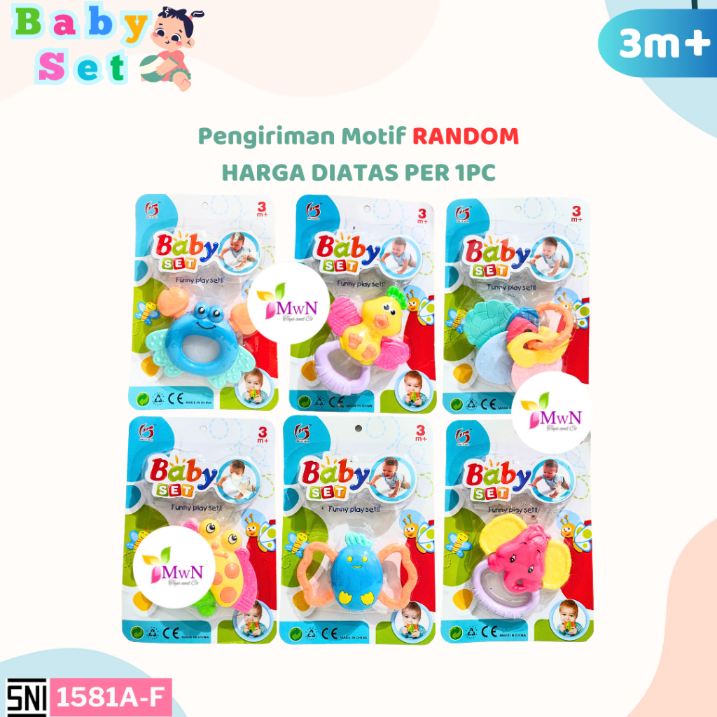 MWN Mainan Gigitan Baby Set Teether No.1581A-F