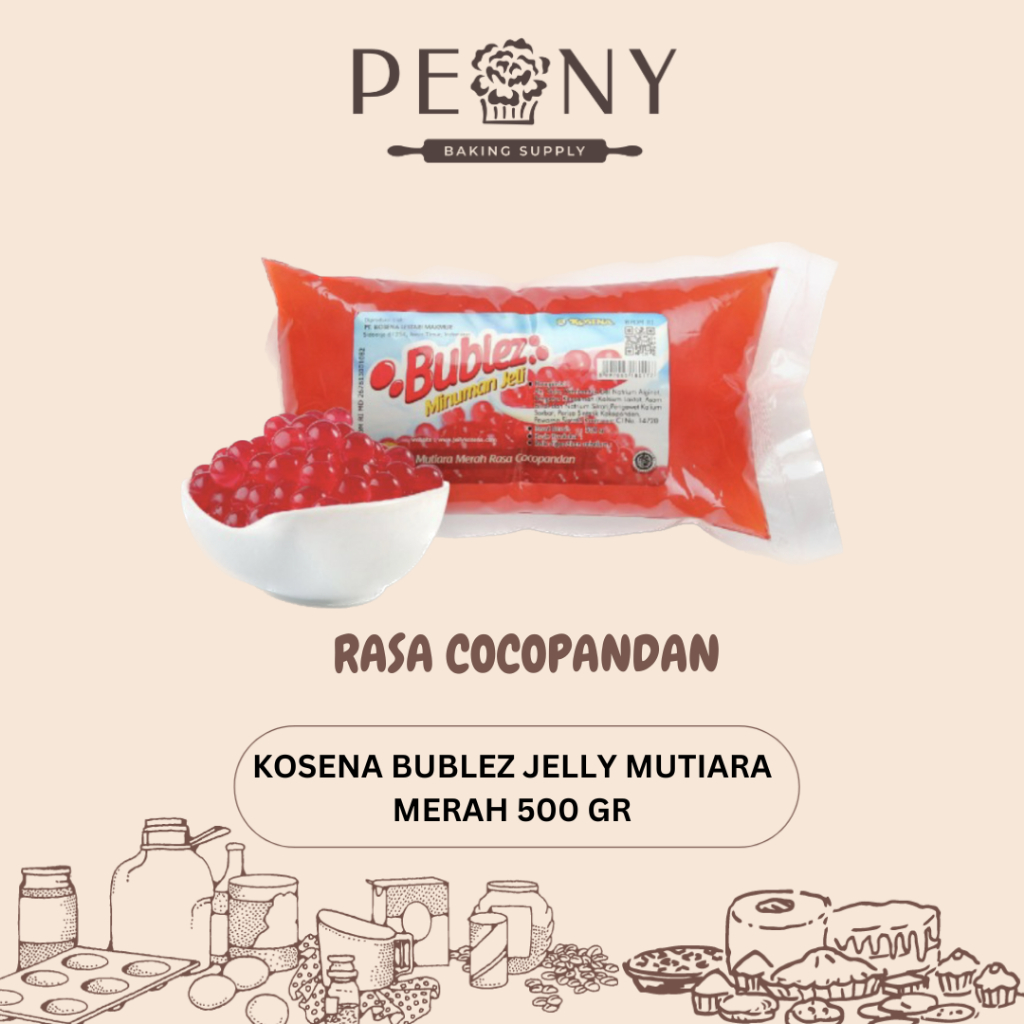 KOSENA BUBLEZ JELLY MUTIARA TOPPING MINUMAN 500 GR RASA COCOPANDAN DAN KARAMEL