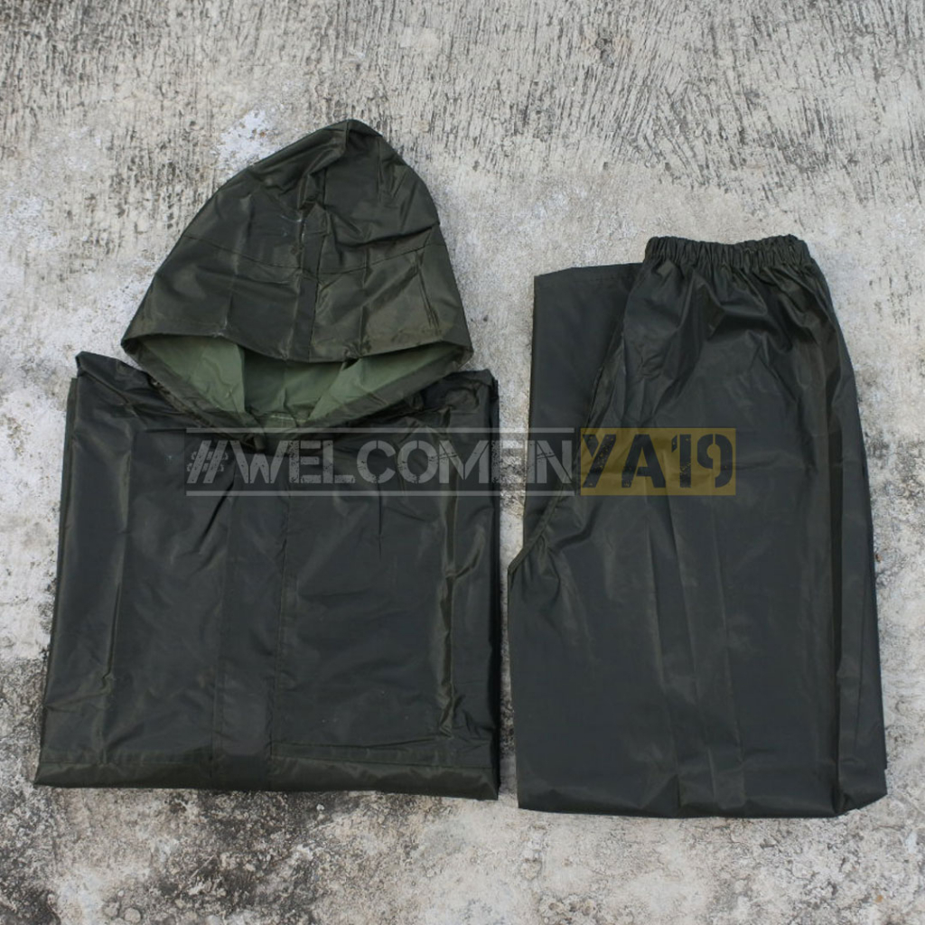 Jas Hujan Setelan Hijau Army / Raincoat Hijau Army