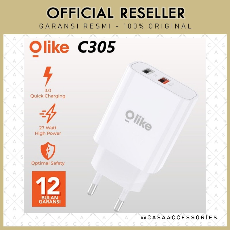 Olike C305 27W Dual USB Power Adapter Charger Fast Quick Charging 3.0