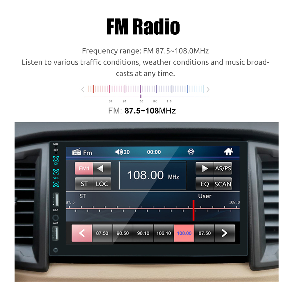 ESSGOO Radio Mobil Single Din Universal 7 &quot;HD Mobil MP5 Multimedia Player HD Stereo Layar Sentuh Bluetooth Radio FM / USB / TF Card Function Steering Wheel Control Remote Control