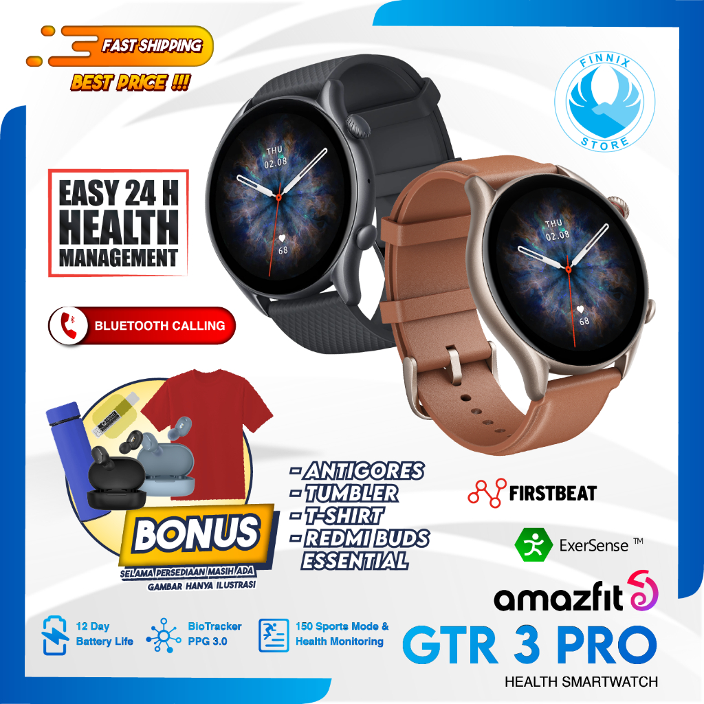 Amazfit GTR 3 Pro Smartwatch Ultra HD AMOLED Display - Garansi Resmi