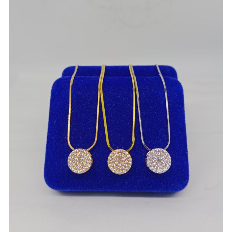 kaling kasandra + liontin tusuk bulat pipih mp full/ kalung perak asli silver 925 lapis emas/ kalung fashion terbaru